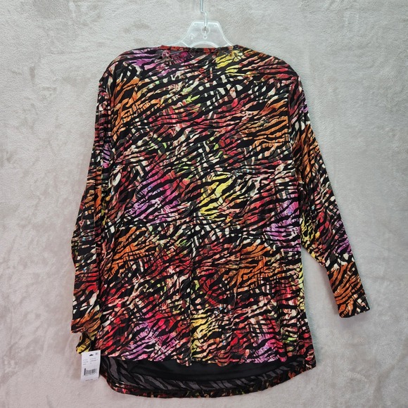 Calessa Tunic Womens 2X Crimson Zebra Print Cowl Neck Long Sleeve Top Office New - Picture 2 of 5